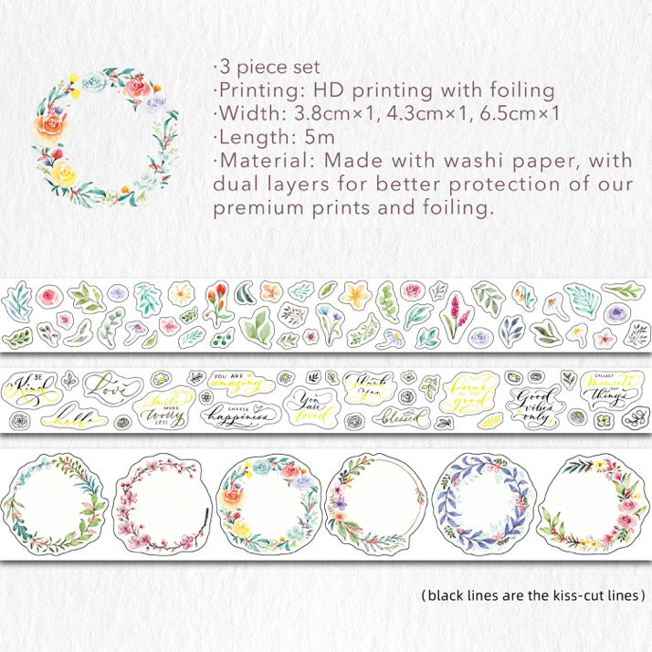  Delicate Floral Wreaths Washi Tape Sticker Set by The Washi Tape Shop The Washi Tape Shop Perfumarie