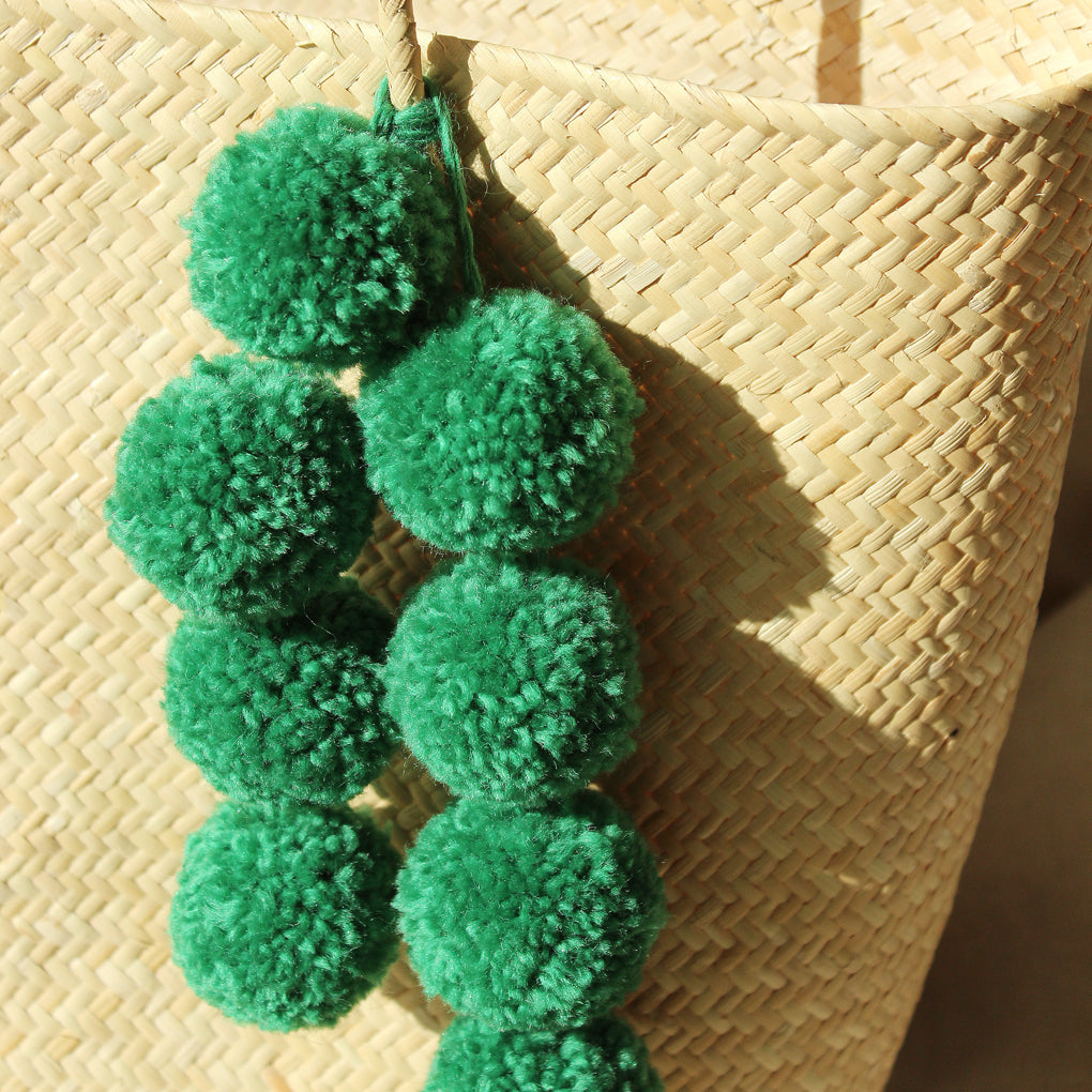 Borneo Serena Straw Tote Bag with Green Pom-poms by BrunnaCo BrunnaCo Perfumarie