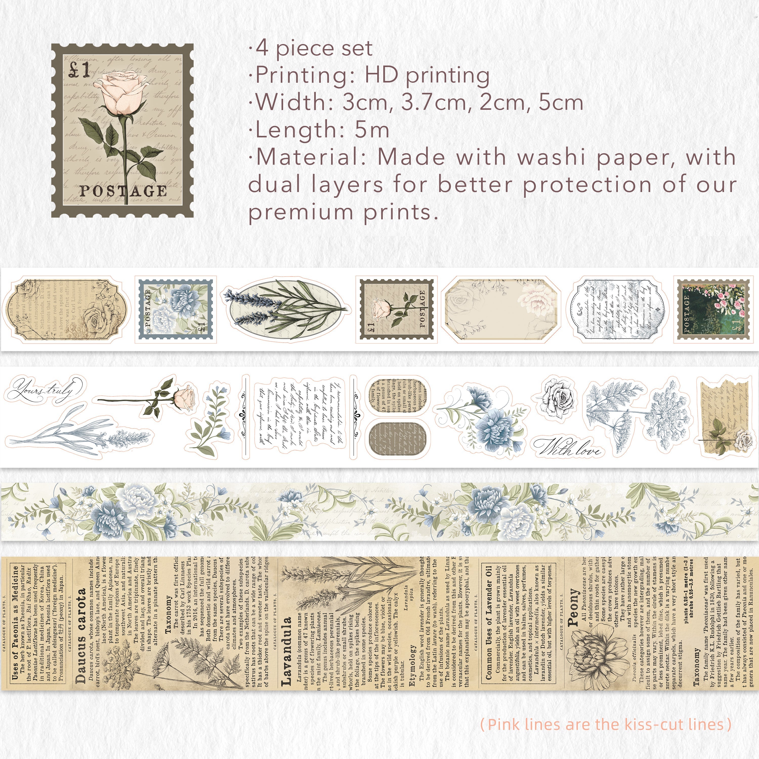  Petals & Parchment Washi Tape Sticker Set by The Washi Tape Shop The Washi Tape Shop Perfumarie