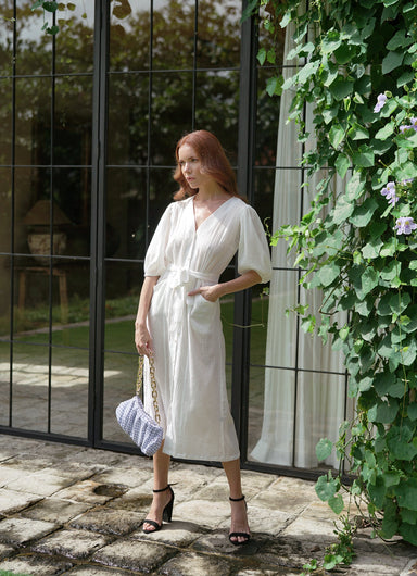  AWAN Ruffle Bag, in Navy Blue Gingham by BrunnaCo BrunnaCo Perfumarie