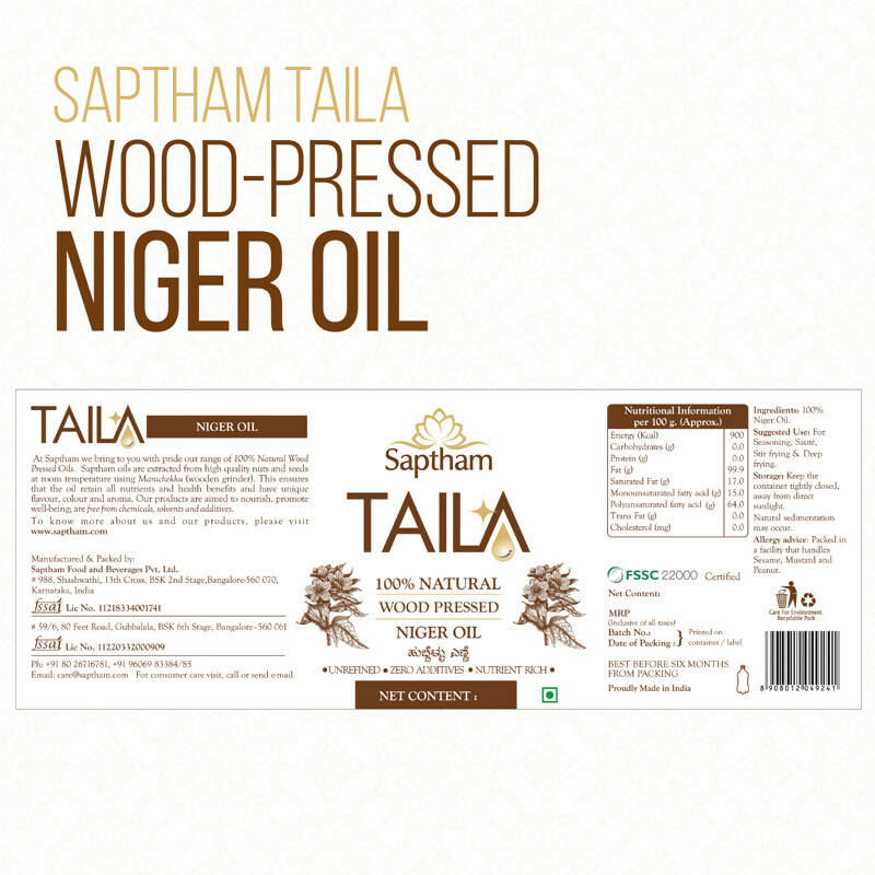  Saptham Taila 100% Wood Pressed Niger Oil by Distacart Distacart Perfumarie