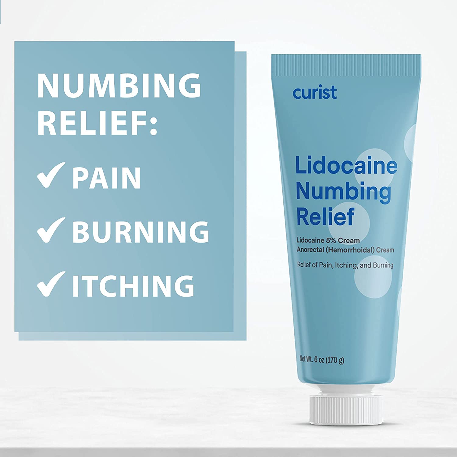  Numbing Relief Lidocaine Cream 5%, 6 oz Curist Perfumarie
