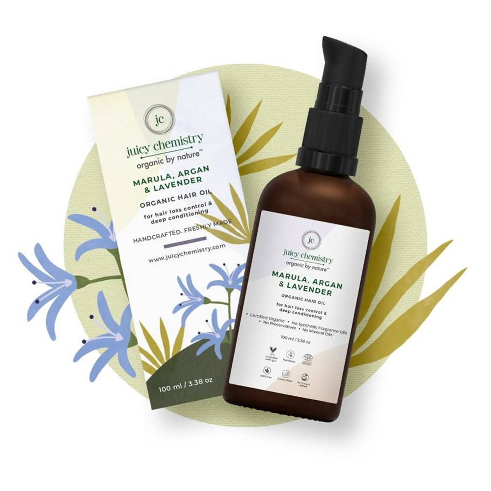  Juicy Chemistry Marula, Argan & Lavender Organic Hair Oil by Distacart Distacart Perfumarie