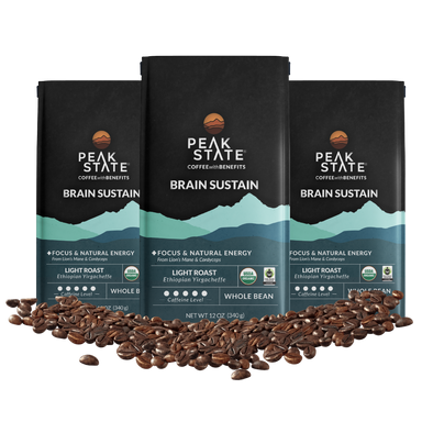  BRAIN SUSTAIN Light Roast - Three Pack (3 x 12 oz Bags) by Peak State Coffee Peak State Coffee Perfumarie