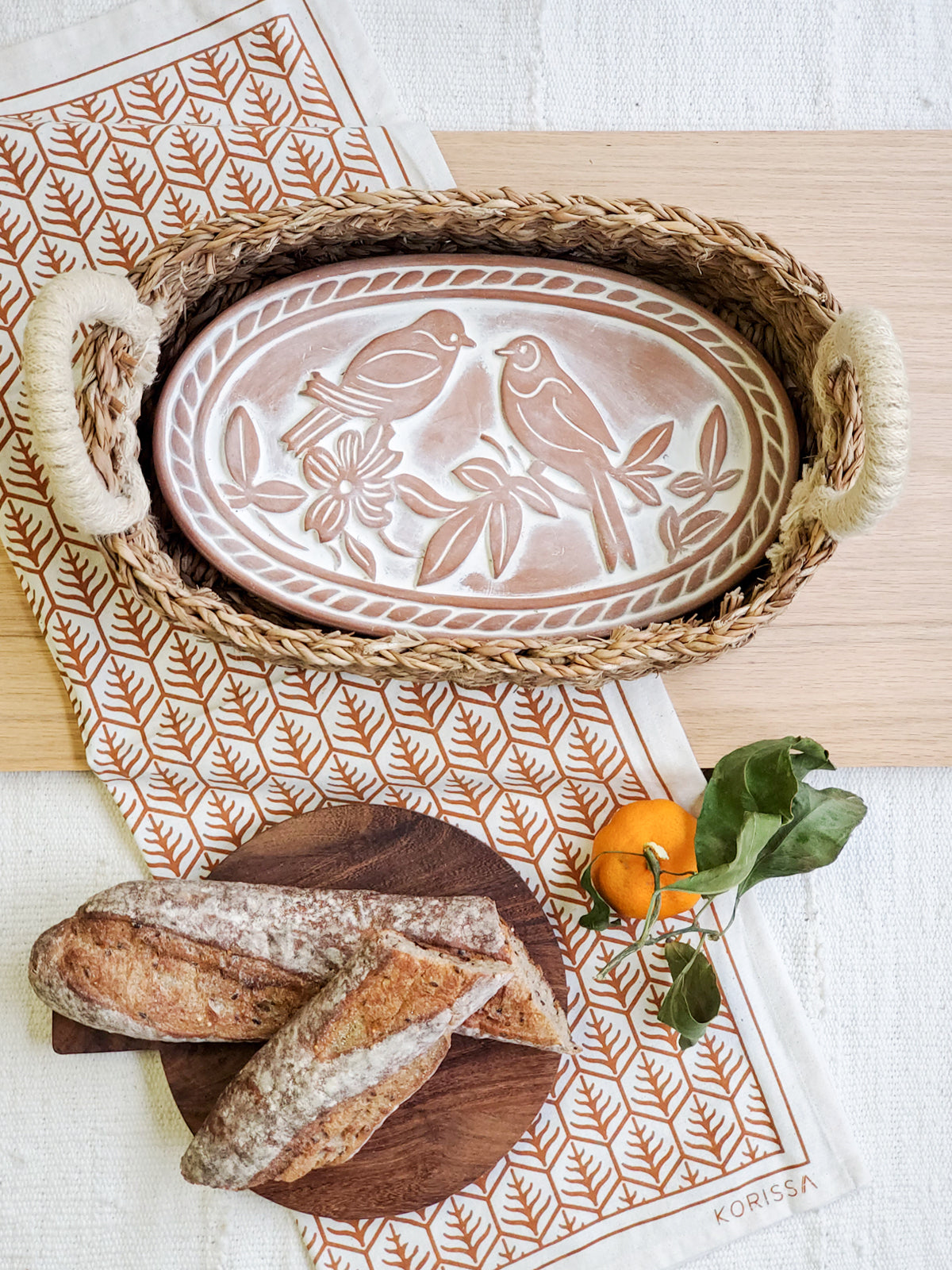  Bread Warmer & Basket - Lovebirds Oval by KORISSA KORISSA Perfumarie