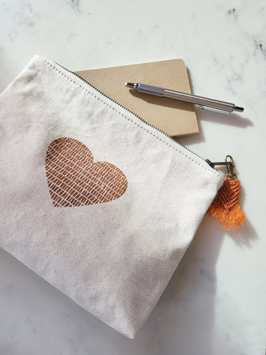  Hand Screen Printed Cotton Canvas Pouch - Love by KORISSA KORISSA Perfumarie
