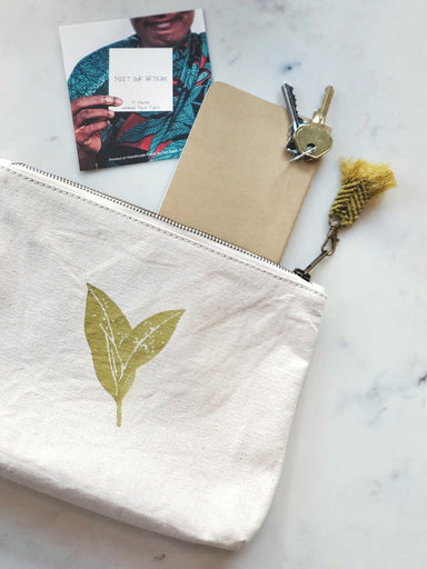  Hand Screen Printed Cotton Canvas Pouch - Nature by KORISSA KORISSA Perfumarie