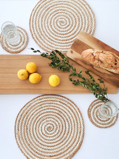  Kata Spiral Coaster Trivet - Natural (Set of 4) by KORISSA KORISSA Perfumarie