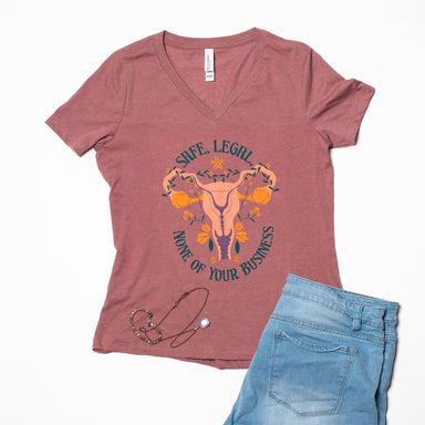  Safe Legal None Of Your Business V Neck by Music City Creative Music City Creative Perfumarie