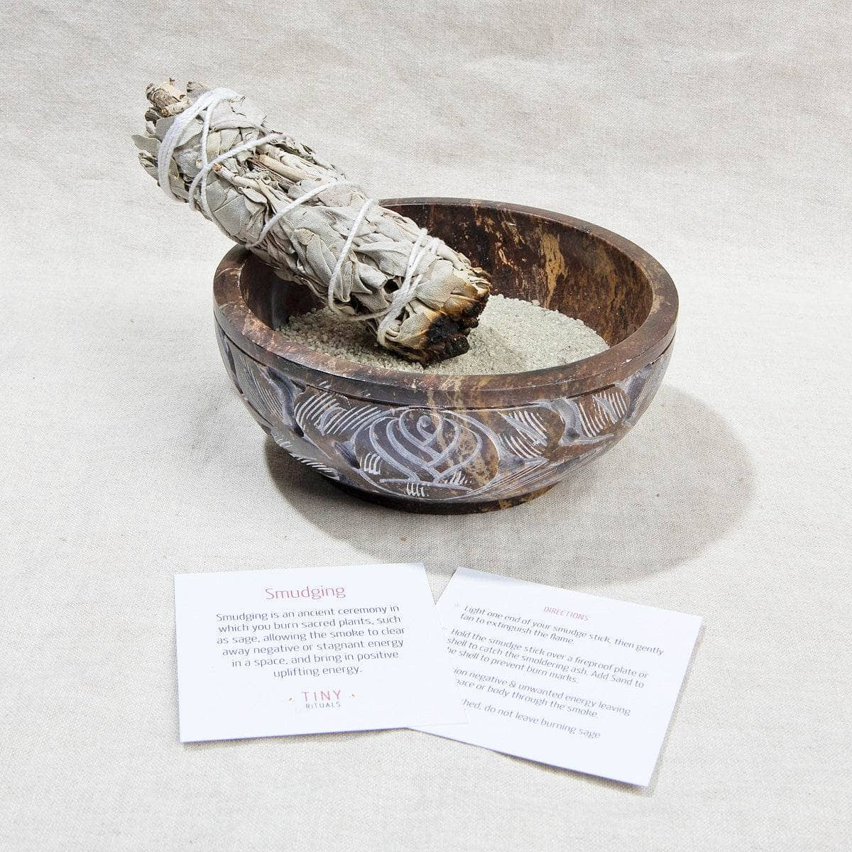  Soapstone Carved Smudge Bowl Kit by Tiny Rituals Tiny Rituals Perfumarie