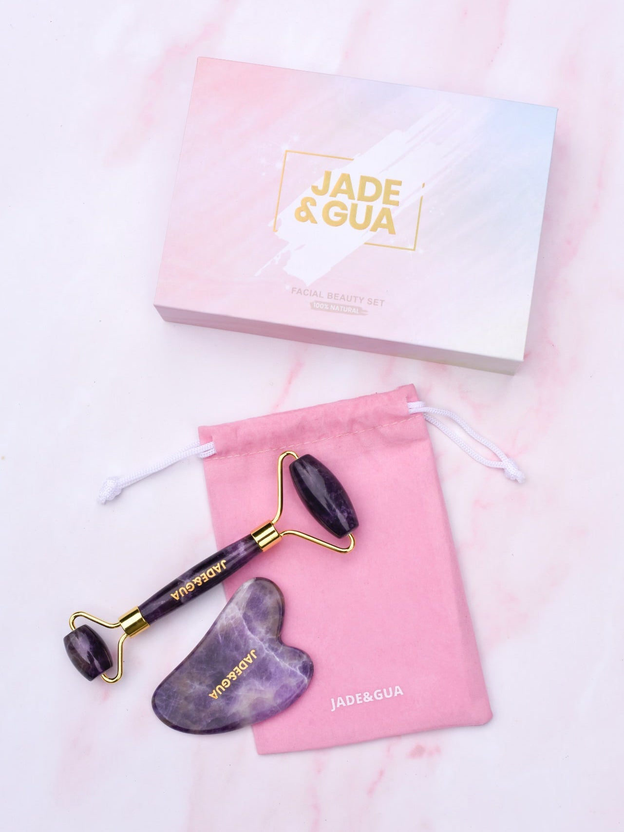  Glamorous Amethyst Jade Roller & Gua Sha Set. by Jade and Gua Jade and Gua Perfumarie