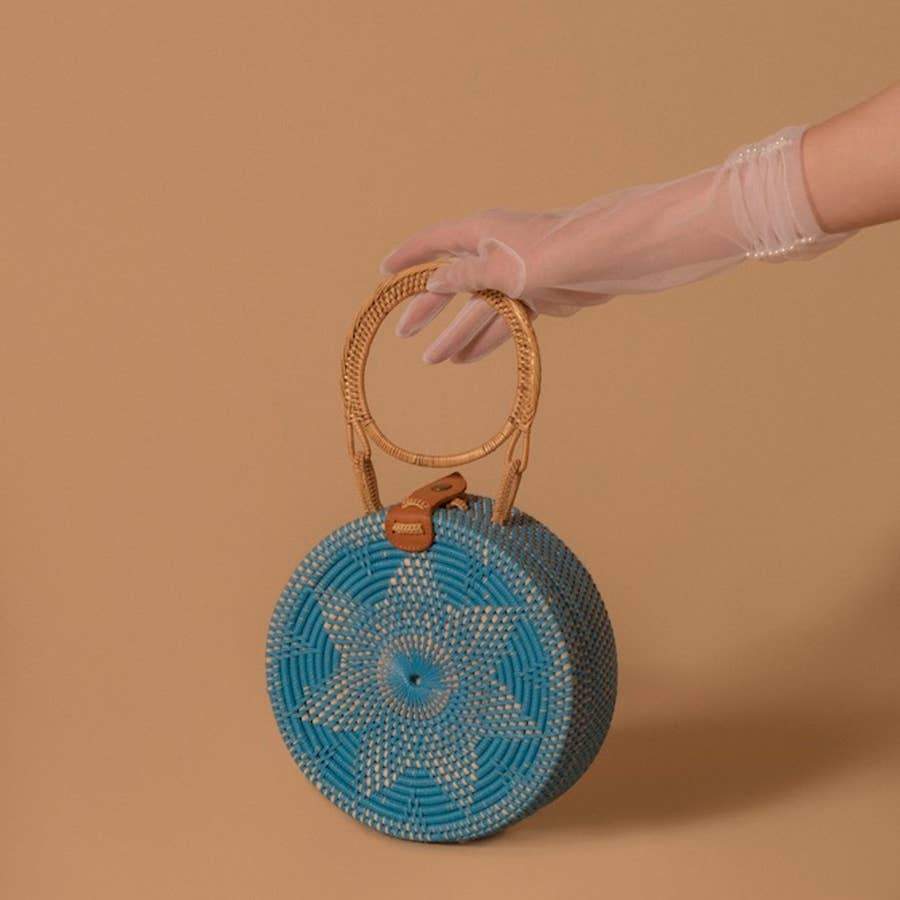 Blue Rattan Clutch, rattan bag, white straw bag, rattan Inspired Atelier Perfumarie