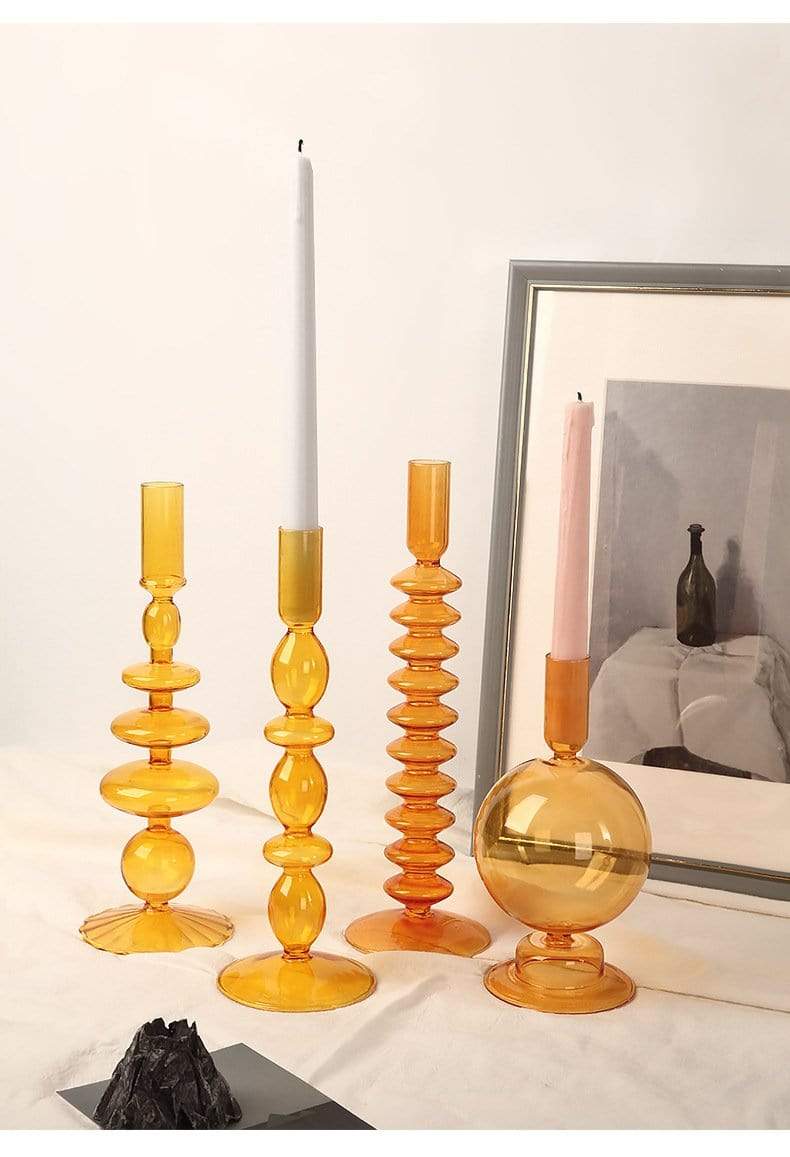  Nordic Retro Orange Glass Candleholder Inspired Atelier Perfumarie