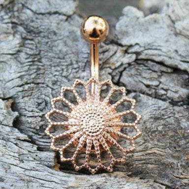  Rose Gold Plated Ornate Flower Navel Ring by Fashion Hut Jewelry Fashion Hut Jewelry Perfumarie