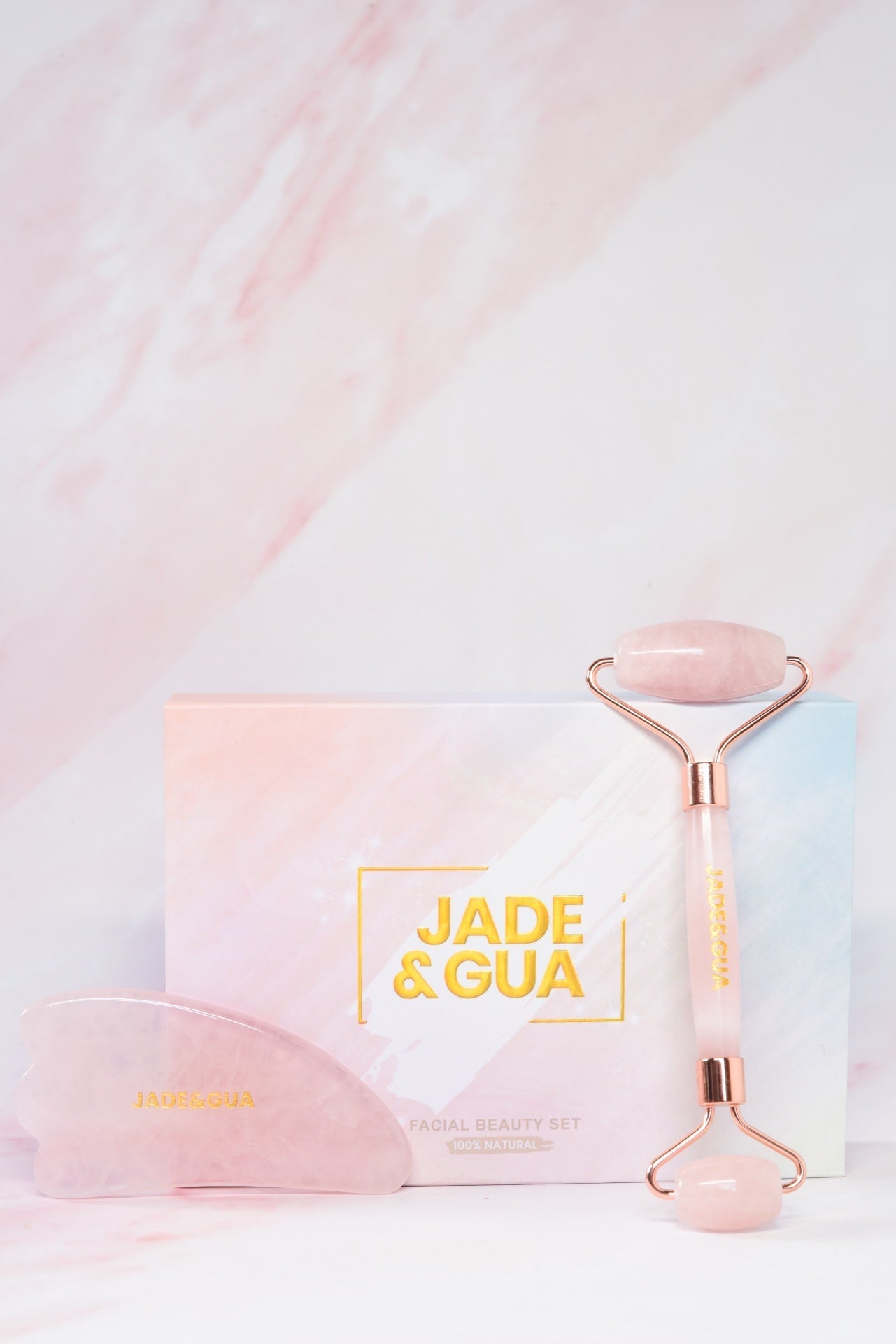  Pink Rose Quartz Jade Roller & Paw Gua Sha by Jade and Gua Jade and Gua Perfumarie